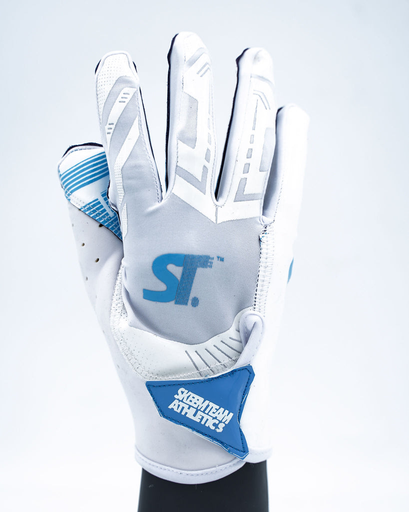 Skeemteam Football Gloves "White/Electric Blue"