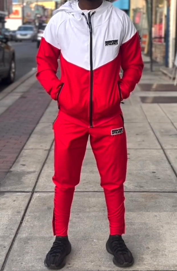 Flex Suit Cross Training Sweat Suit- Zip Top(2 Tone - Red/White)