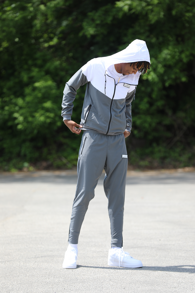 Flex Suit Cross Training Sweat Suit-Zip Top (2 Tone - White/Grey)