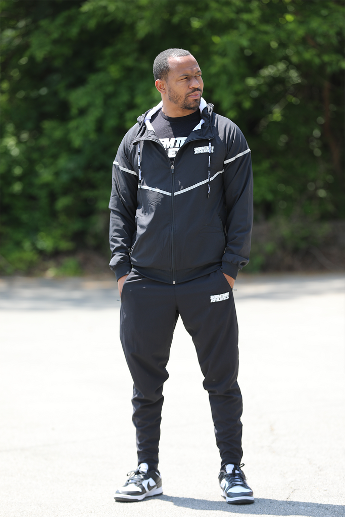 "Flex Suit" Cross Training Sweat Suit-Zip Top (2 Tone - Black/Black Reflective)