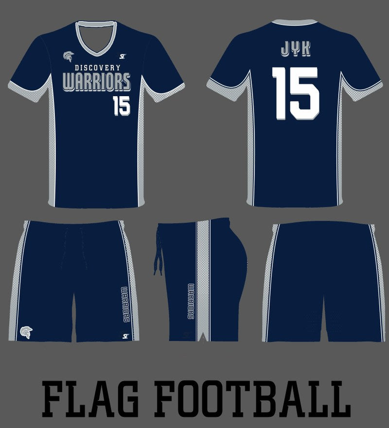 Custom 7v7 / Flag Football - Discovery Warriors - Sublimated Jersey + Shorts by SkeemTeam Athletics, Philadelphia