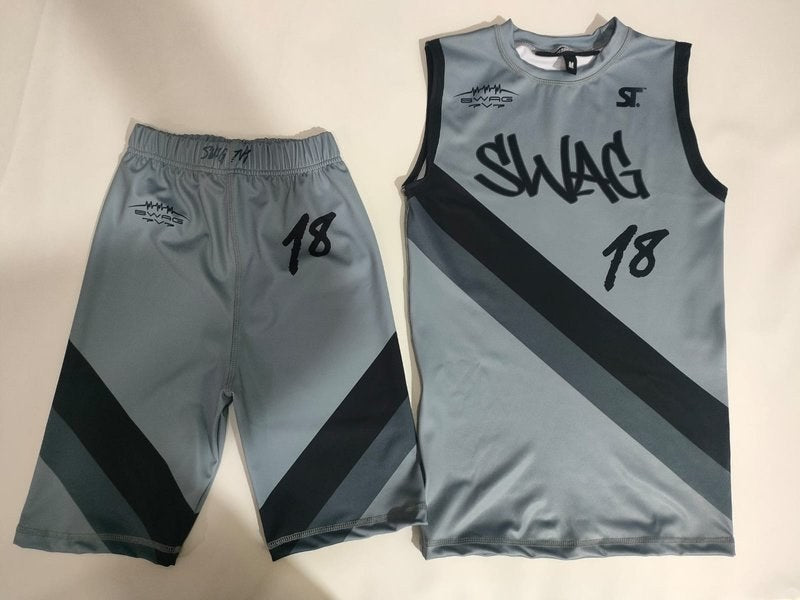 Custom Basketball - Swag (Grey) - Sublimated Set #18 (Grey) by SkeemTeam Athletics, Philadelphia