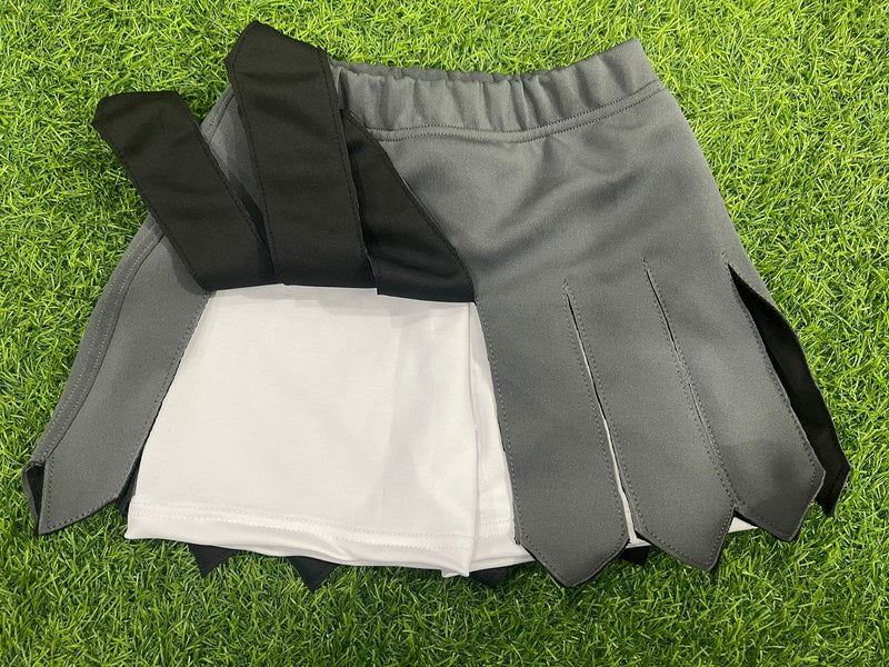 Custom Cheer and Dance - Program Set - Gray/White/Black Pleated Skirt (Detail) by SkeemTeam Athletics, Philadelphia