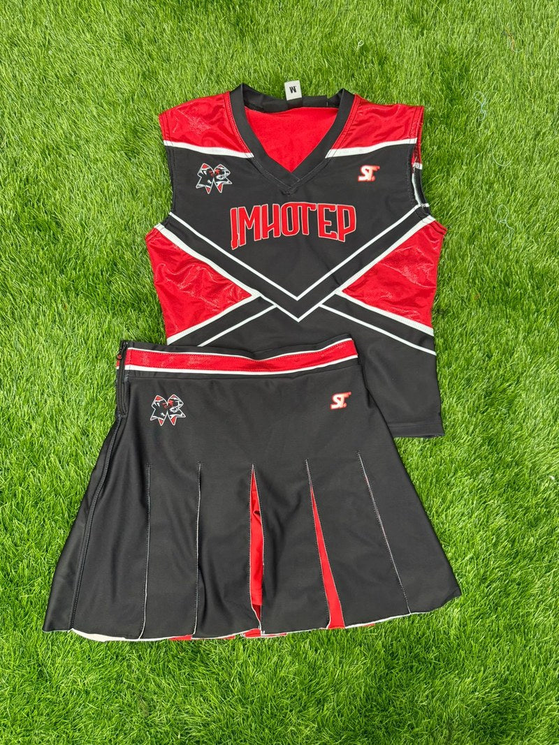 Custom Cheer and Dance - Imhotep - Black/Red/White Shell and Skirt (Alt) by SkeemTeam Athletics, Philadelphia