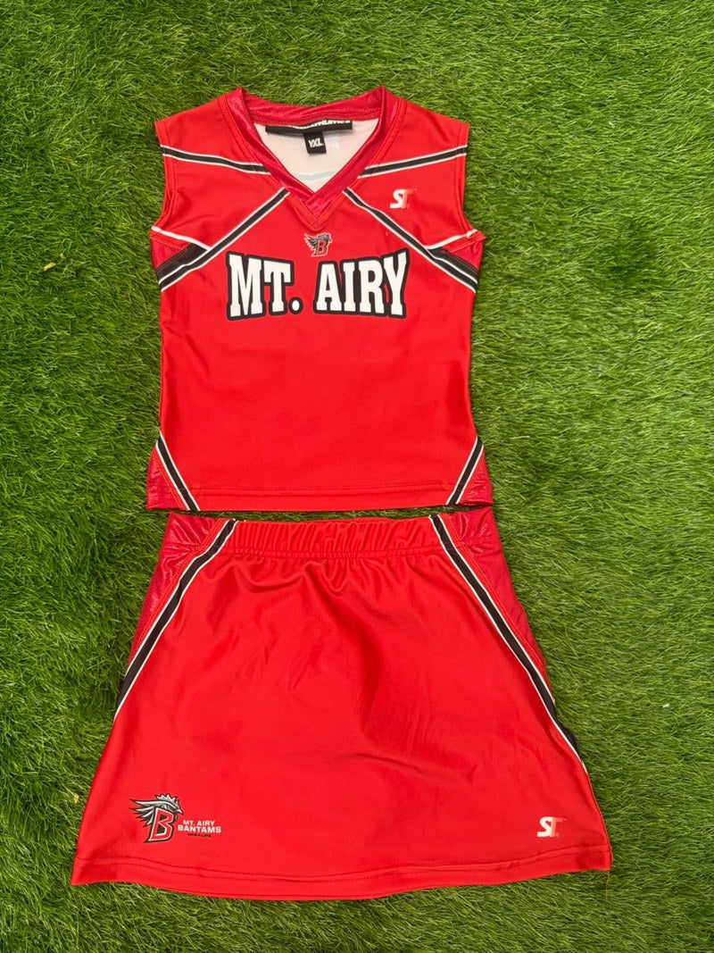 Custom Cheer and Dance - Mt. Airy Bantams - Red/Black/White Shell and Skirt by SkeemTeam Athletics, Philadelphia