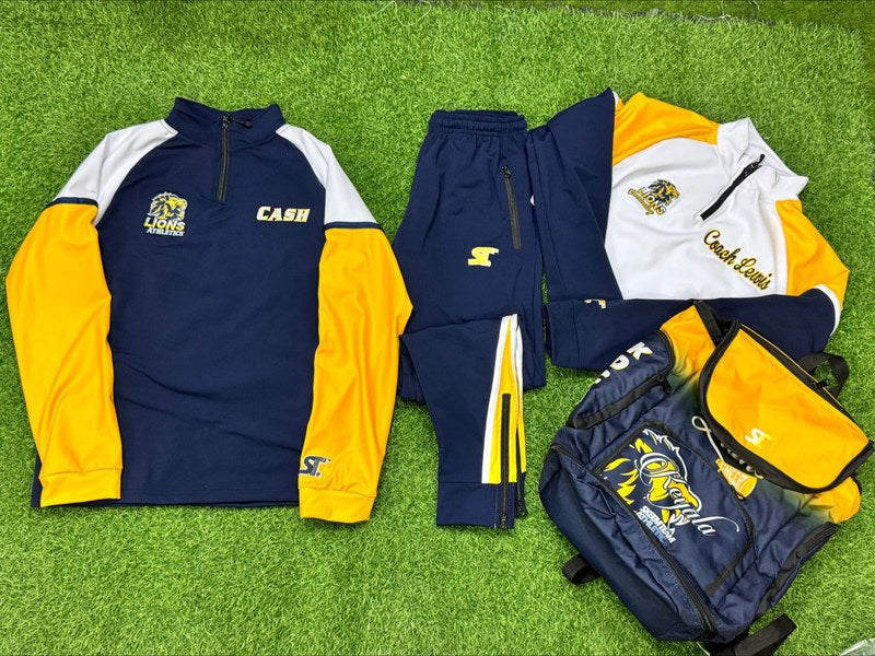 Custom Coaches Apparel - Lions Athletics - Navy/Gold Quarter-Zip and Joggers Pack by SkeemTeam Athletics, Philadelphia