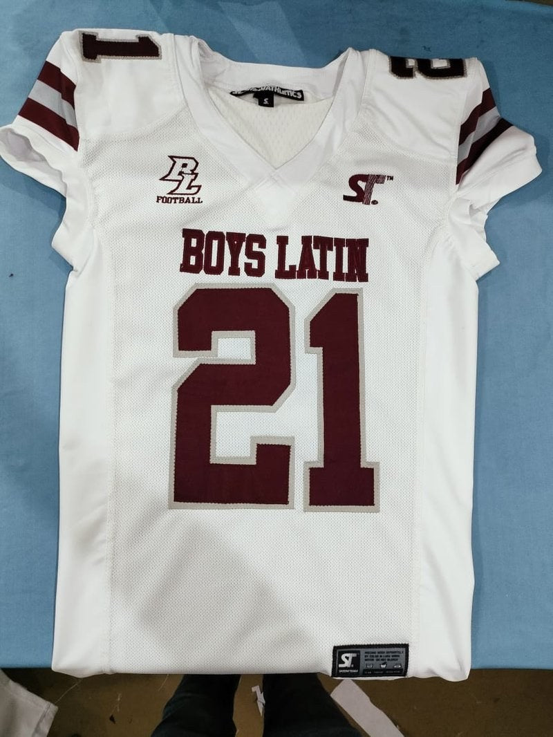 Custom Football - Boys Latin Warriors - Sublimated Jersey (White) by SkeemTeam Athletics, Philadelphia