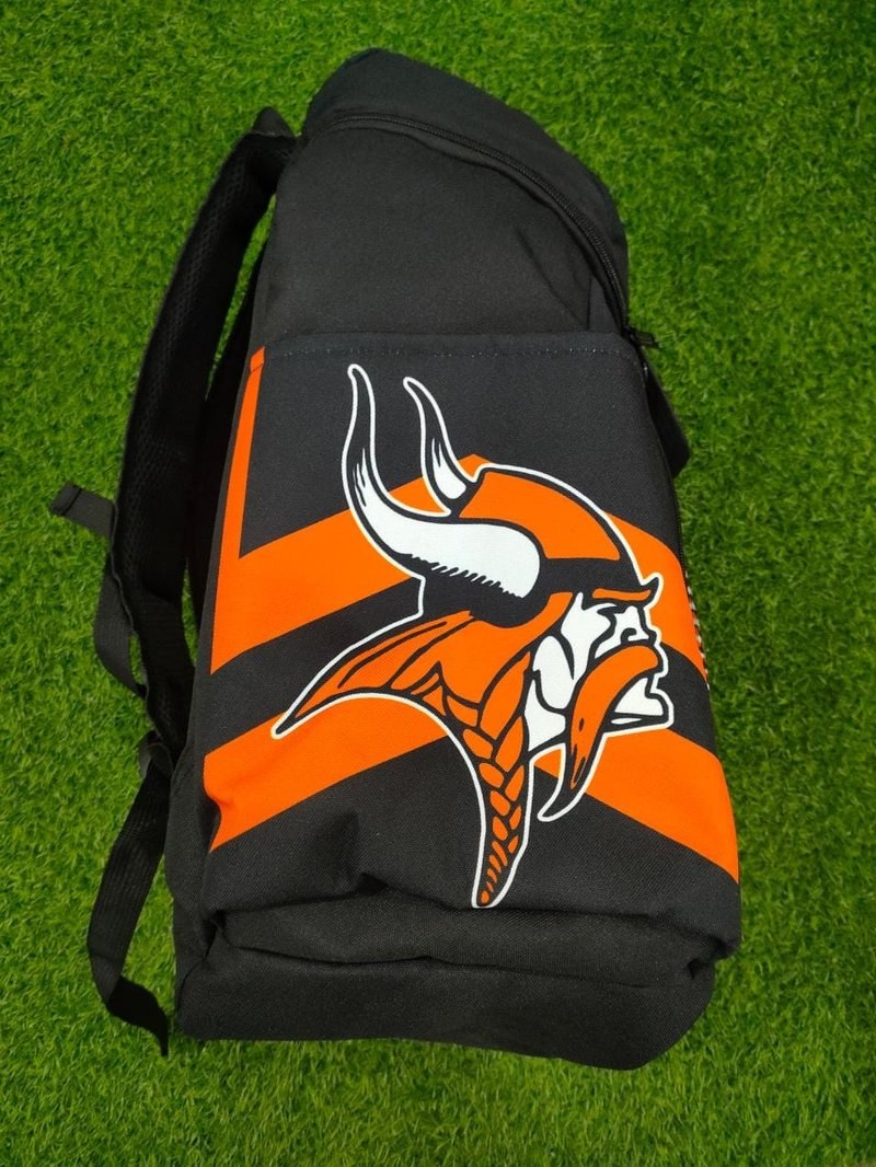 Custom Team Travel Gear - Vikings (Football) - Team Backpack with Helmet Logo by SkeemTeam Athletics, Philadelphia