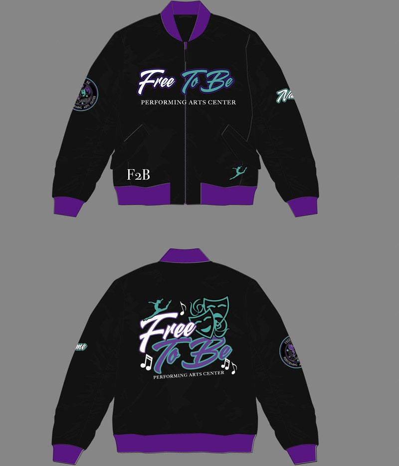 Custom Varsity Jacket - Free To Be Performing Arts - Sublimated Bomber Jacket by SkeemTeam Athletics, Philadelphia