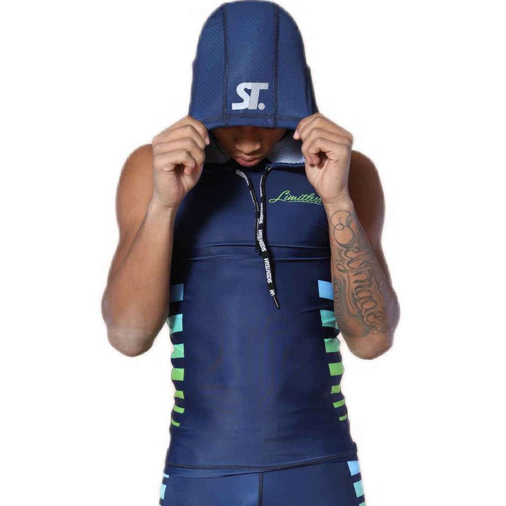 Limitless' Compression Sleeveless Hoodie (Navy)