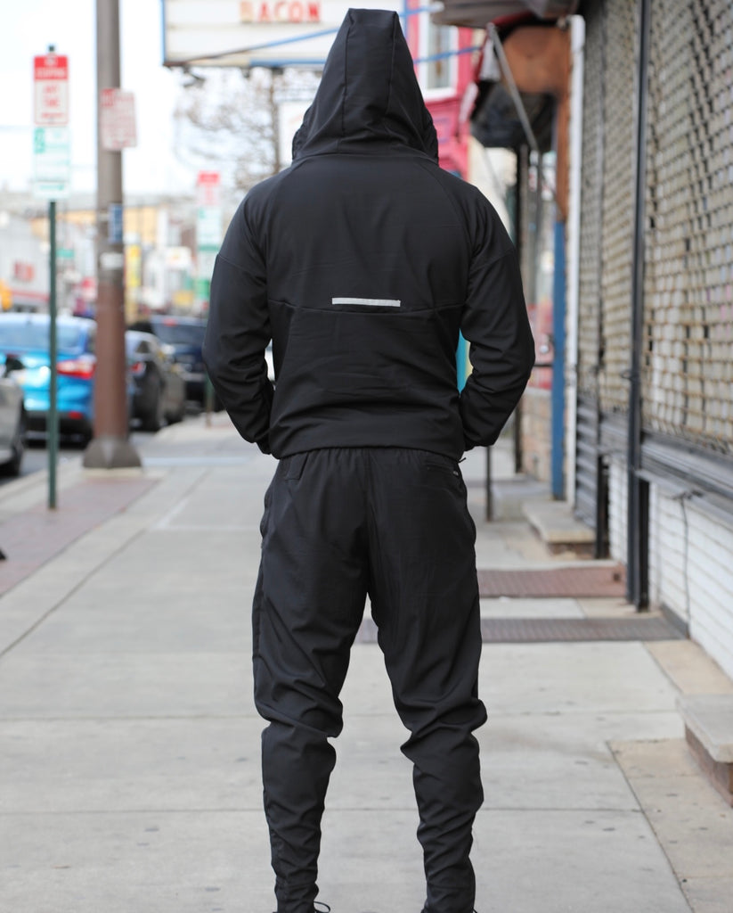 "Flex Suit" Cross Training Sweat Suit-Zip Top (2 Tone Black/Black)