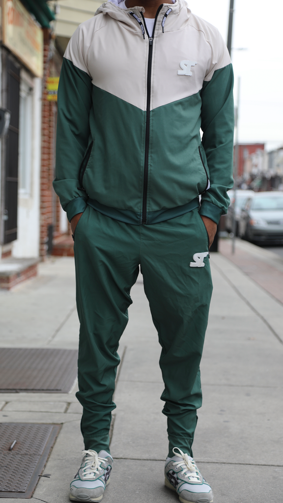 Green top jogging suit