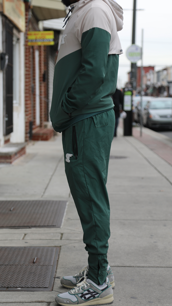 Flex Suit Cross Training Sweat Suit-Zip Top (2 Tone-Sage/Cream)